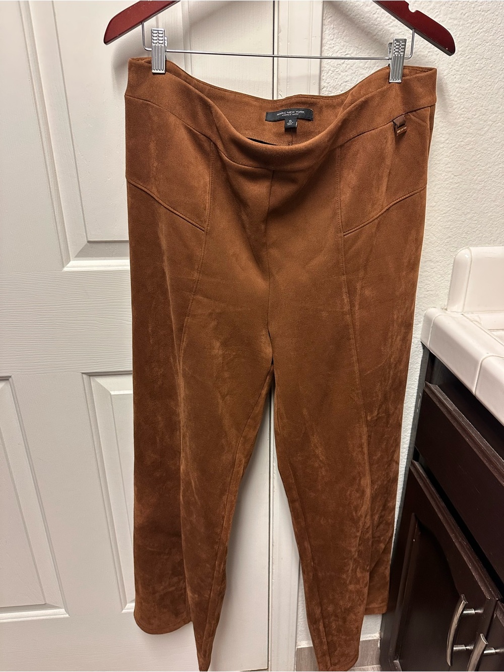 Andrew Marc Chestnut Faux-Suede Boot Cut Pants